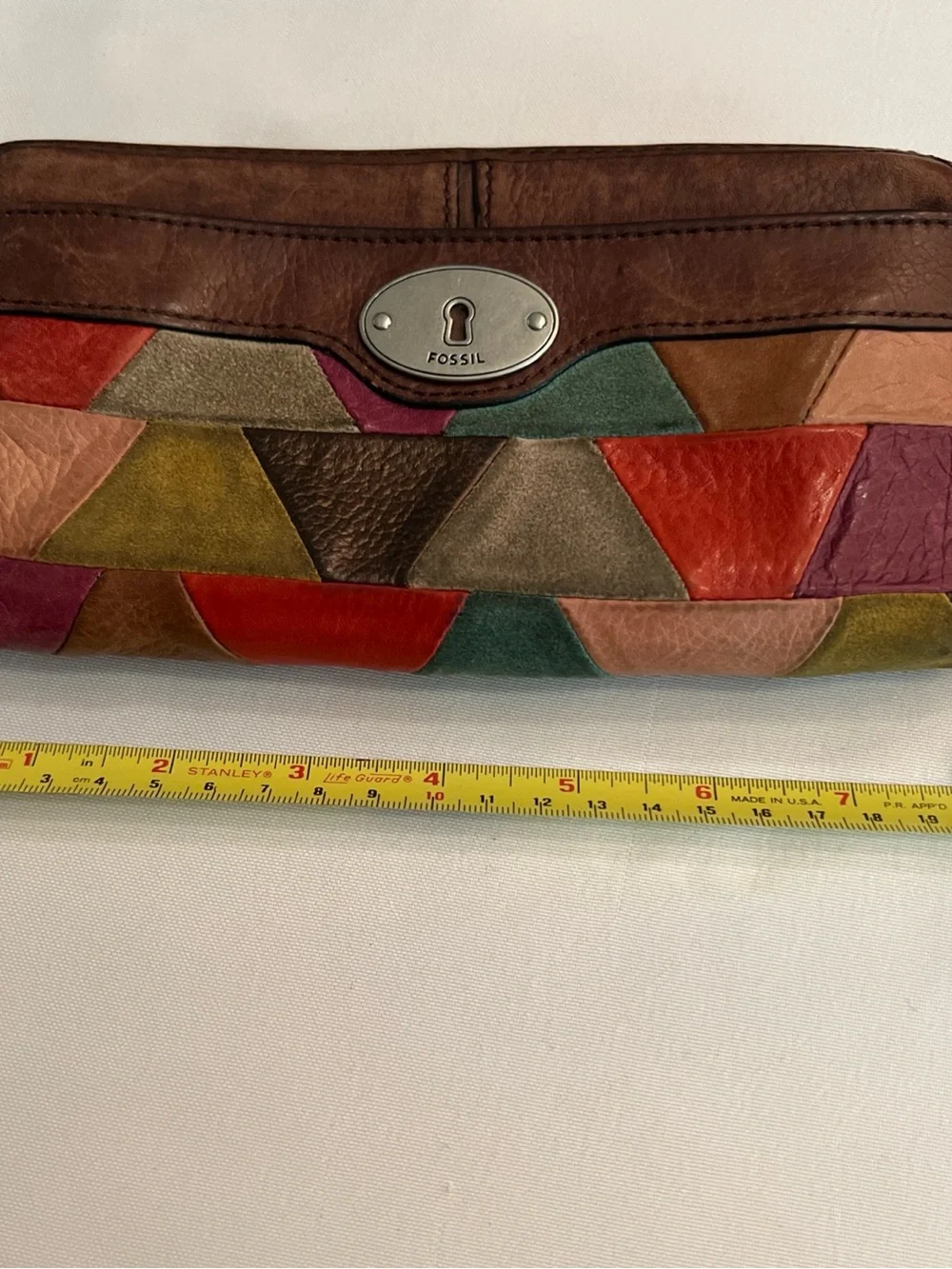 Fossil Multicolor Patchwork Leather Satchel - Brown Multi